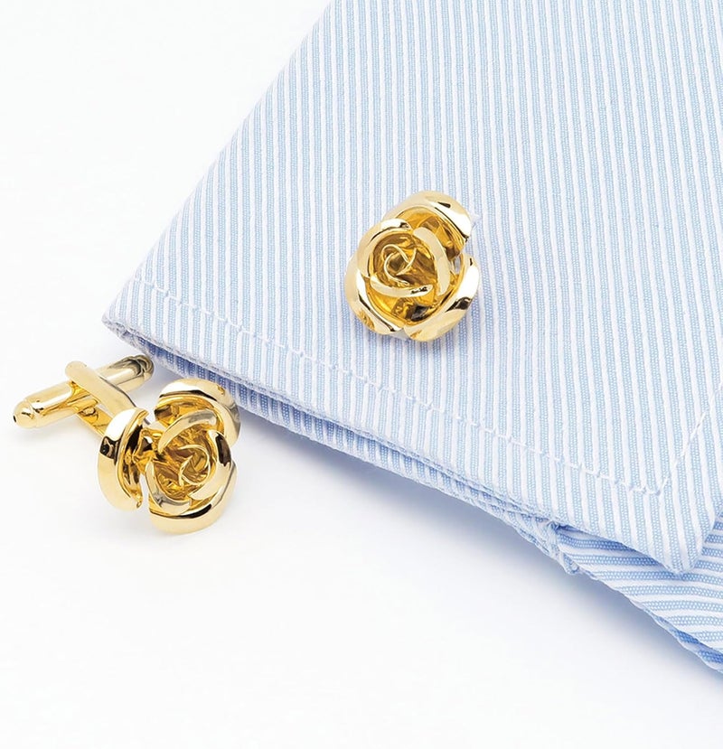 Jonwo Rose Gold Flower Shape French Shirt Jewelry Cufflinks Stainless Tuxedo Cuff Links Buttons With Gift Box for Business Wedding - Image 2